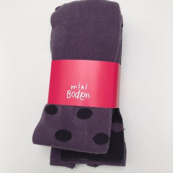 Mini Boden patterned tights purple polka dot Sz 2-3 Brand New (2